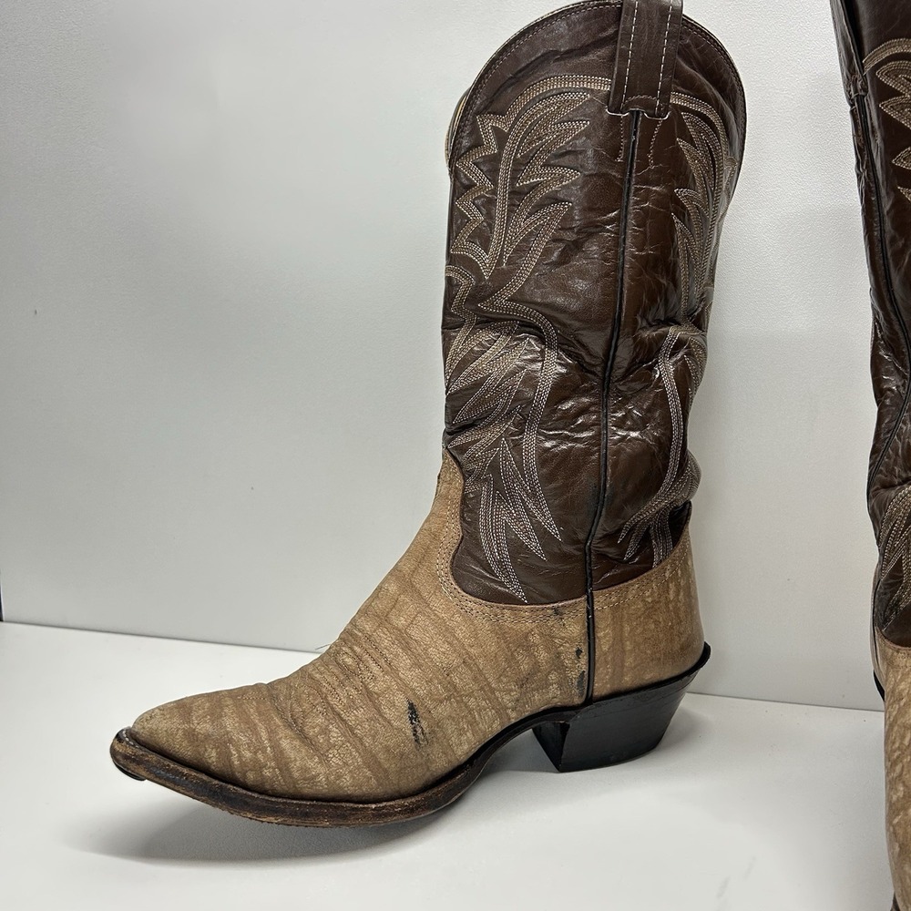 Vintage Nocona Cape Buffalo Cowboy Boots Men's 8 Ee Exotic Western Usa View 4